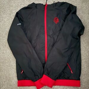 Men's Black and Red SAVS BRAND Windbreaker with Embroidered Logo